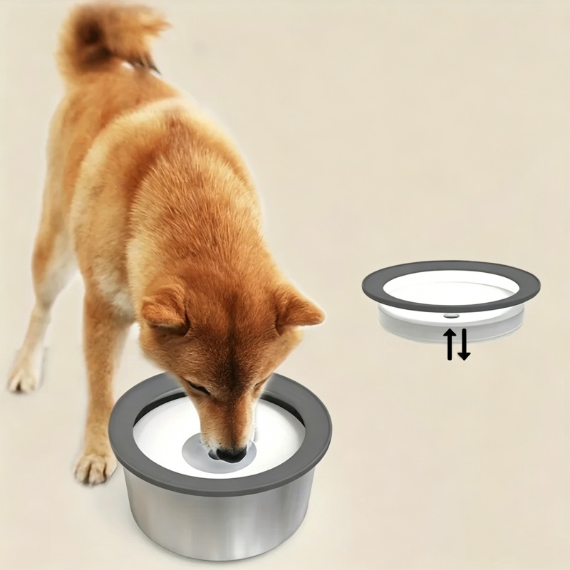Slow Feeder Dog Bowl - Edelstahl-Hundenapf mit Anti-Verschüttungs-Schwimmscheiben-Design, Slow Feeder, Nicht-Nass-Mund-Trinknapf