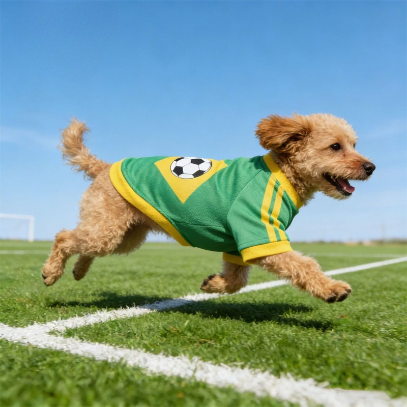 Pet Supplies Jersey - Fußballmuster Hundekleidung Atmungsaktives Weiches Baumwoll-Welpen-Sporttrikot Sommer