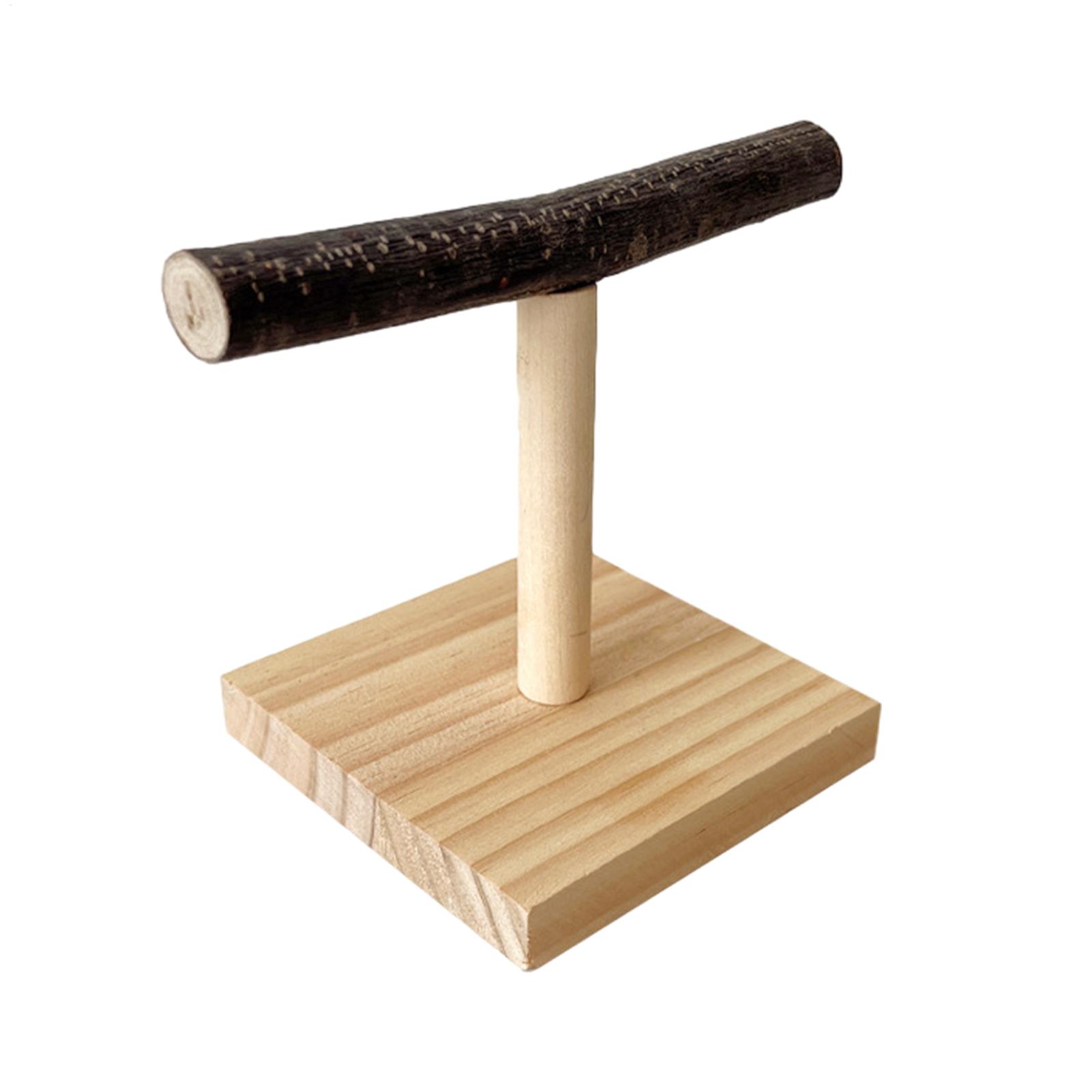 Bird Cage Parrot - Naturholz Papageien-Sitzstange T-Form Desktop-Vogelstation Interaktiver Beruhigender