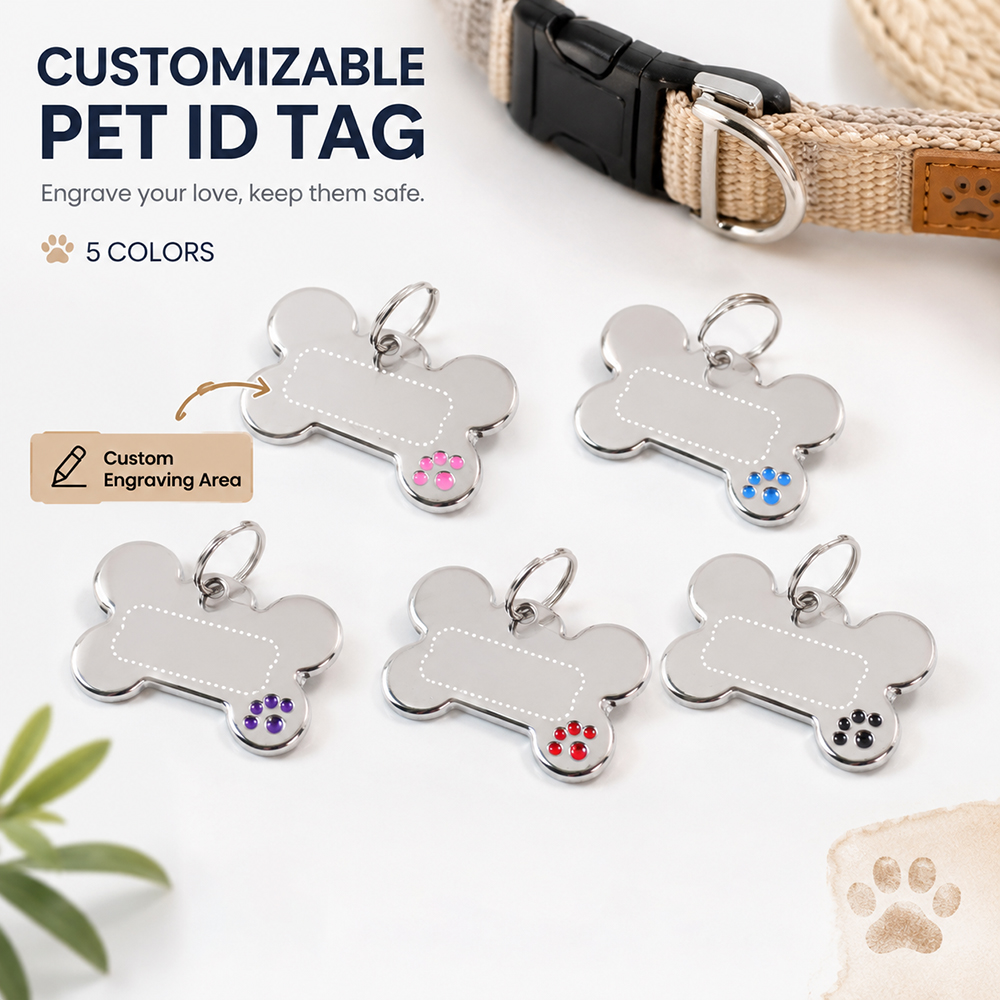 Pet Supplies Us - Personalisierte Hundemarke in Knochenform mit individuellem