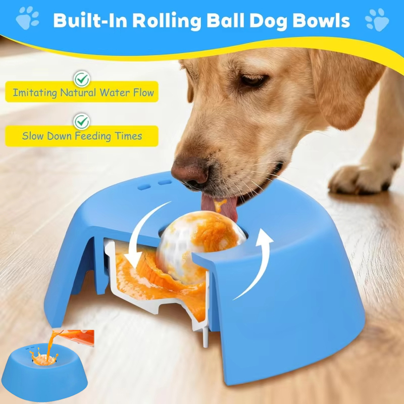 Slow Feeder Dog Bowl - Flüssigkeits-Anti-Schling-Napf für Hunde: Rutschfester, kugelförmiger Knochen-Suppen-Lecknapf