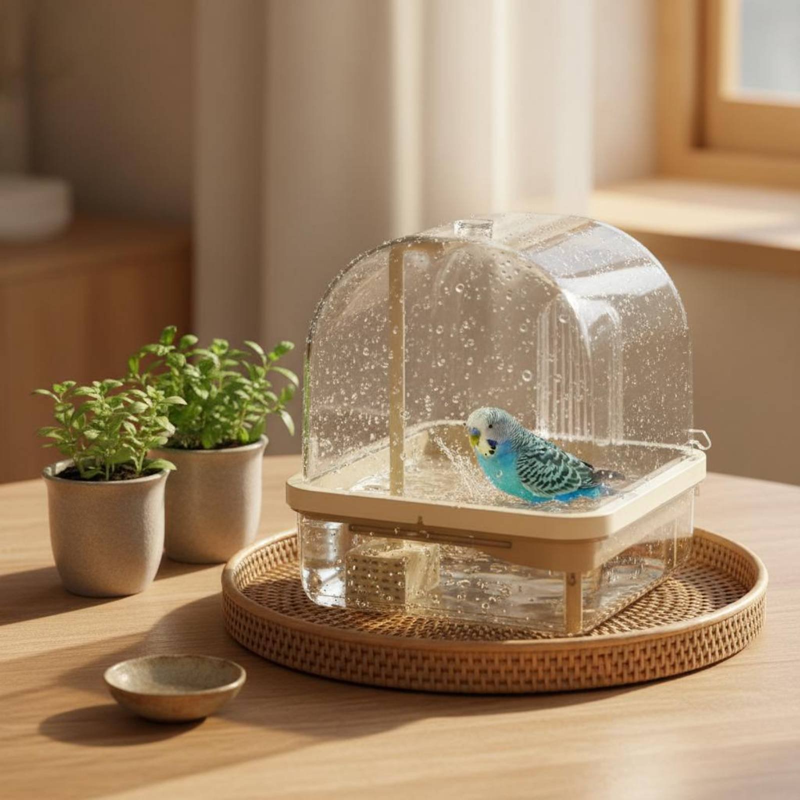Pet Supplies In - Hängende Vogeldusche mit Transparenter Panoramablick-Kabine, Geschlossene