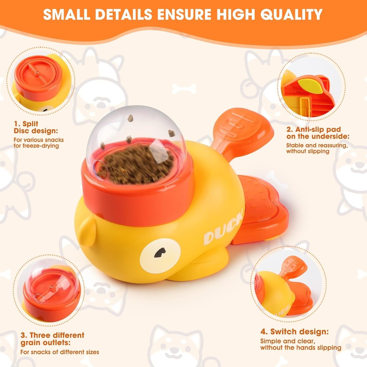 Gelber Enten-Snackspender für  – Slow Feeder Dog Bowl Bewertung und Preis